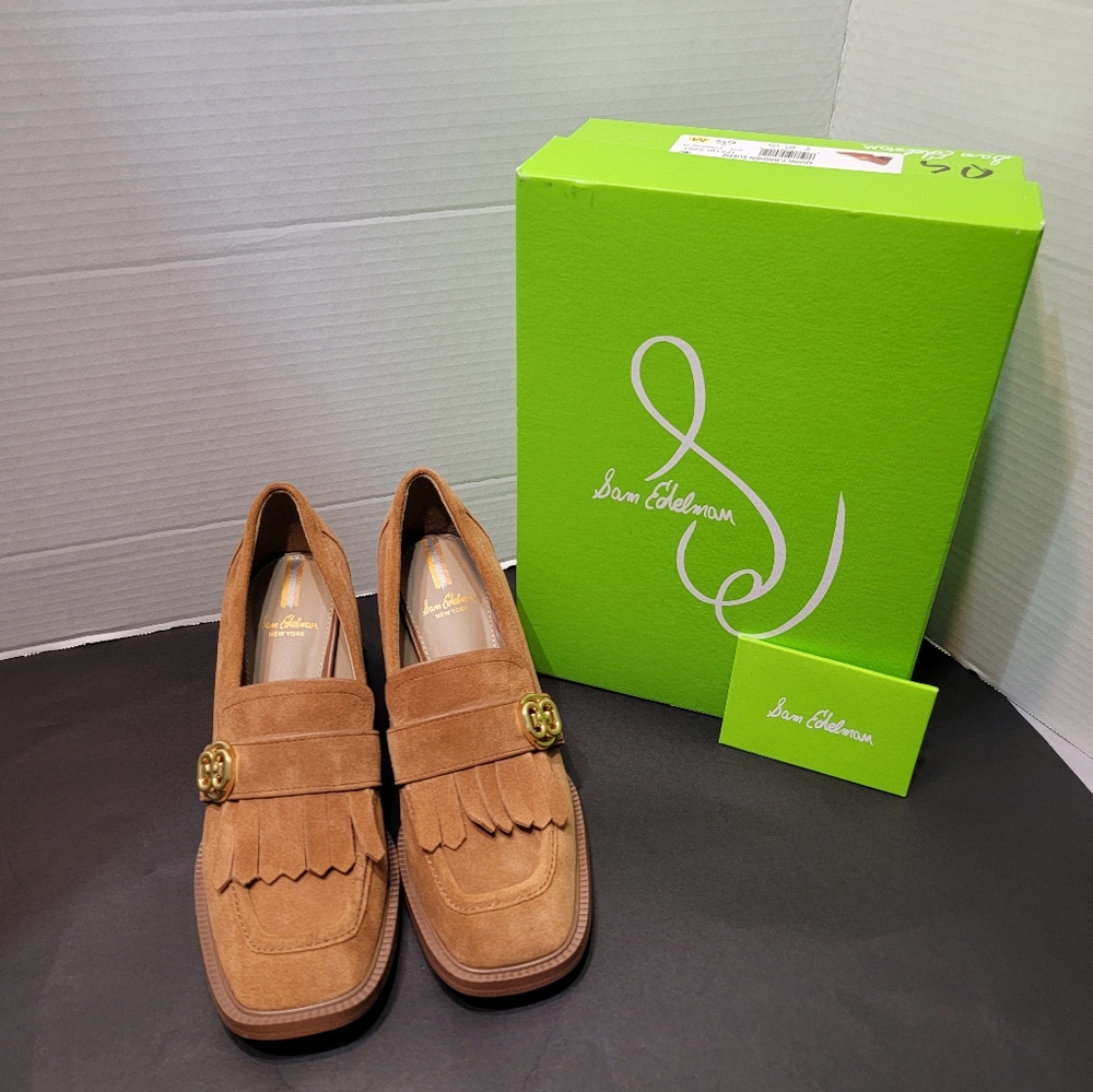 Sam Edelman Brown Loafers with Moccasin Design and Chunky Heel
